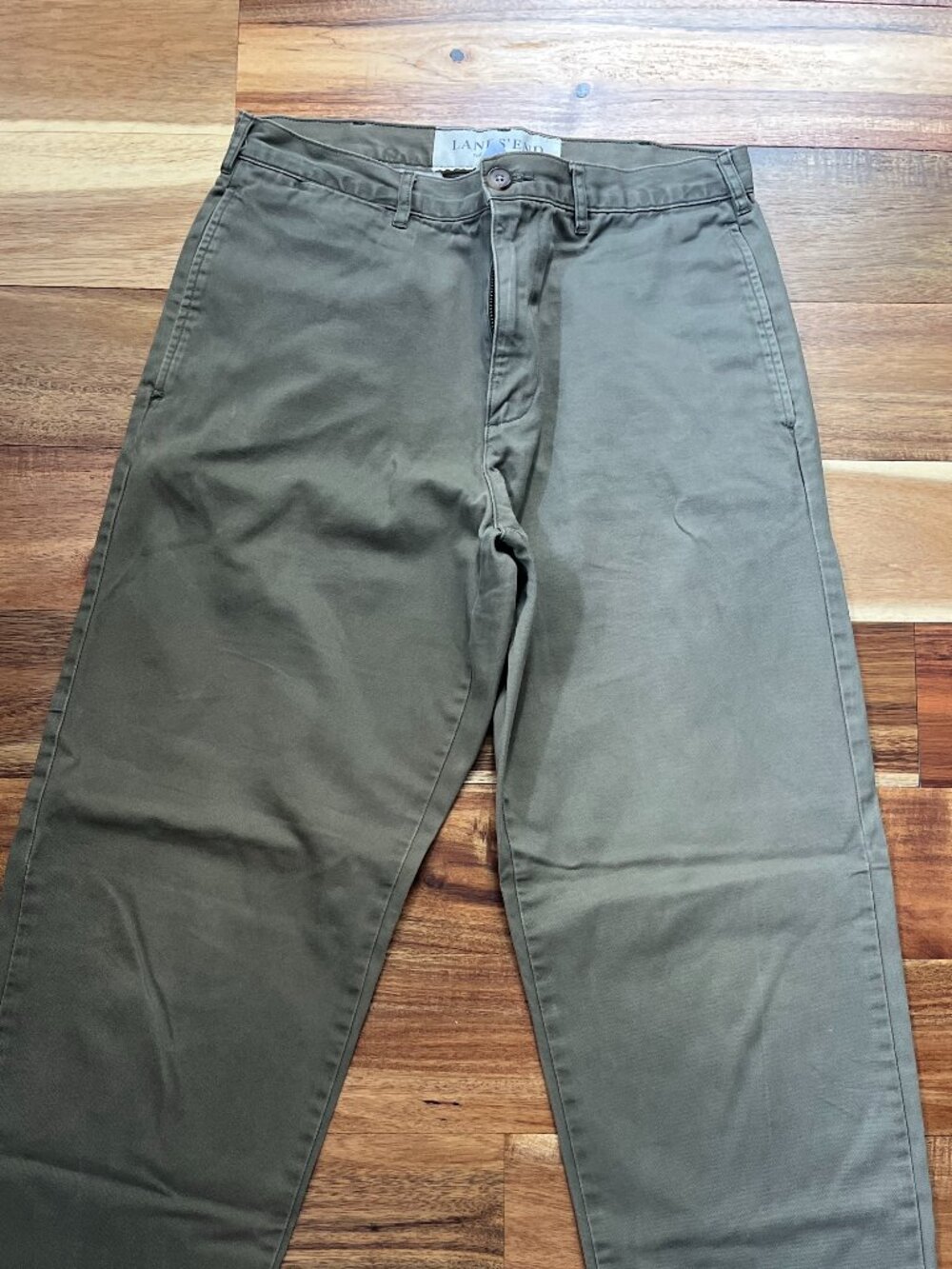 Olive green Lands End men's chino pants